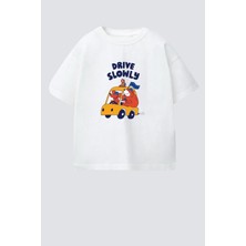 Monila Erkek Çocuk Slogan Baskılı Pamuklu Bisiklet Yaka T-Shirt