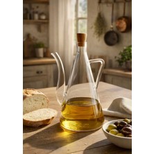 Kitchen Pembelia Fenomen Cam Yağdanlık 750 ml Sızdırmaz Kapaklı Ayçiçek Yağı Zeytinyağ Şişesi Şeffaf Cam Yağlık