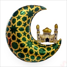 Süsle Bebek ve Parti Ramazan Ay Kubbe Yeşil Folyo Balon - 65 cm