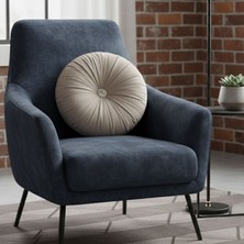 Ratemo Mobilya Lux Kadife Yuvarlak Taşlı Yastık – Gri Renk