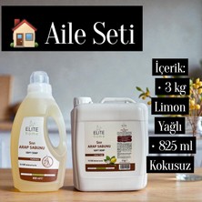 The Elite Home Bitkisel Sıvı Arap Sabunu 3 kg Limon Yağlı & 825 ml Kokusuz (Aile Seti)
