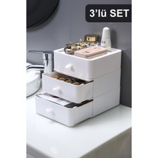 Fesya Home Esta 3 Çekmeceli Makyaj Organizeri 3 Katlı Çok Amaçlı Çekmeceli Organizer - Beyaz