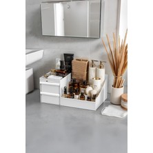 Fesya Home Elegance Banyo Düzenleyici Pratik Banyo Organizeri Krem, Diş Fırçası, Şampuan Organizer - Beyaz