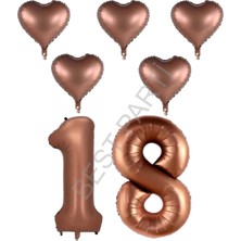 Best Parti Best Kahverengi Renk 18 Yaş Doğum Günü Folyo Balon Kutlama Seti