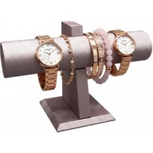 Megass Dekor Imera Deri Kumaş Pembe Renk Boy 15 cm En 23 cm Tekli T Model Bilezik Sergileme