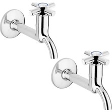 Najmaddin 2li Artı Aç Kapa 4 Kollu Krom Çevirveli Musluk Duvardan Tek Girişli