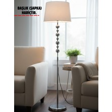 Fey Abajur Lambader Ayağı , Modern Metal Lambader Ayağı – Krom Kaplama, Dekoratif Top Detaylı (Başlık Hariç)