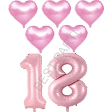 Best Parti Best Pembe Renk 18 Yaş Doğum Günü Folyo Balon Kutlama Seti