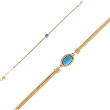 Hakan Mücevherat 14 Ayar Firuze Renkli Taşlı Balıksırtı Bileklik