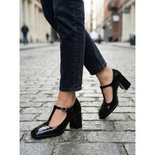 Alance Mary Jane Kadın %100 Hakiki Deri Rugan Topuklu Ayakkabı