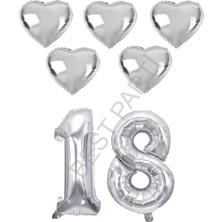 Best Parti Best Gümüş Renk 18 Yaş Doğum Günü Folyo Balon Kutlama Seti
