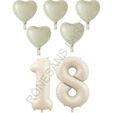 Rönesans Parti Rönesans Krem Renk 18 Yaş Doğum Günü Folyo Balon Kutlama Seti