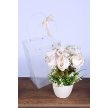 Yapay Çiçek Sitesi Saksılı Çiçek Aranjmanı (Şeffaf Çanta Hediyeli) Model 9