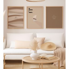 Voba Store 3 Parça Kahve Konseptli Çerçeve Görünümlü Mdf Tablo Seti -80-1