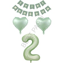Best Parti Best Yeşil Renk Rakam Kalp Banner Doğum Günü Seti Yaş-2
