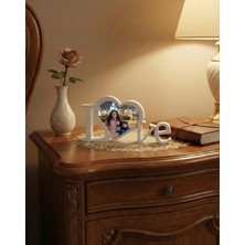 Merka Grup Kişiye Özel Love Yazılı Kalpli Fotoğraf Çerçevesi - Sevgililer Günü & Yıldönümü Hediyesi