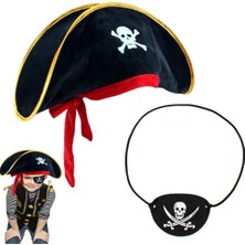 Najmaddin Çocuk Kadife Korsan Şapka & Vinleks Deri Göz Bandı Seti