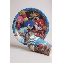 Cadde Süs Sonic Temalı Tabak Bardak 8'li Set