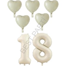 Best Parti Best Krem Renk 18 Yaş Doğum Günü Folyo Balon Kutlama Seti