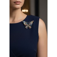 Osha Aksesuar Işıltılı Kelebek Figürlü Kadın Broş - Ceket ve Şal Aksesuarı