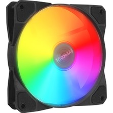 BAYÇAĞRI Evercool F12 38CFM 1200RPM 12CM Rainbow 3p+4p Molex Soketli Siyah Kasa Fanı