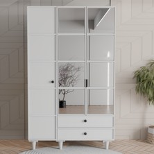 Flances Piano Ayaklı Tasarım Aynalı 3 Kapak Mdf Gardırop