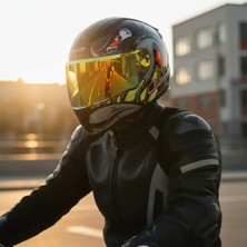 Ls2 Rapıd 2 Spox Gri-Kırmızı Kask - (Gold Vizör + Şeffaf Vizör)