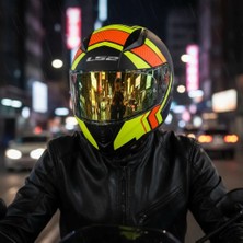 Ls2 Rapıd 2 Extra Mat Neon Sarı-Navy Mavi Kask (Sarı Vizör + Şeffaf Vizör)