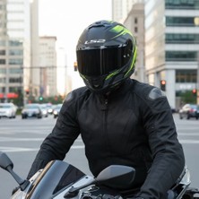 Ls2 Stream 2 Fury Mat Siyah-Gri-Neon Sarı Kask (Siyah Vizör)