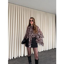 Laluvia Kahverengi Bağlamalı Şifon Bluz - 5024