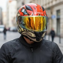 Ls2 Rapıd 2 Spox Kırmızı-Gri Kask (Gold Vizör + Şeffaf Vizör)