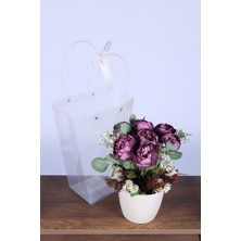 Yapay Çiçek Sitesi Saksılı Çiçek Aranjmanı (Şeffaf Çanta Hediyeli) Model 10