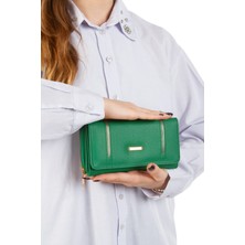 Adelina Bags Kadın Şeritli Fermuar Detaylı Kağıt Para ve Kartlık Bölmeli Cüzdan