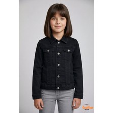 Trend Bebe Butik Kız Çocuk Rahat Kalıp Kot Ceket Mevsimlik 9-15 Yaş Okul Günlük Spor Denim Mont
