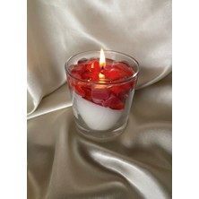 MumKusag Sevgililer Günü Özel - El Yapımı Kalp Detaylı Cam Bardak Mum Seti (+2 Tealight Hediye)