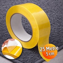 Badem10 Çift Taraflı Takviyeli (1 Adet) 25 Metre 5 cm Halı Kilim Kaydırmaz Sabitleme Bandı Kaydırmaz Bant