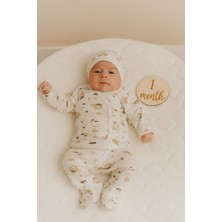 Buufuu Hediyelik Bebek Yenidoğan Hastene Çıkışı Bereli Uzun Kol Çocuk Baskılı Pamuk Alt Üst Takım