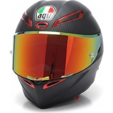 Gümrük Bey Agv Pista Gp Rr Carbon Fiber Motosiklet Kaskı M Beden - Kırmızı Iridyum Vizörlü