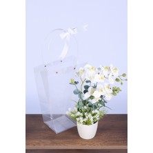 Yapay Çiçek Sitesi Saksılı Çiçek Aranjmanı (Şeffaf Çanta Hediyeli) Model 8