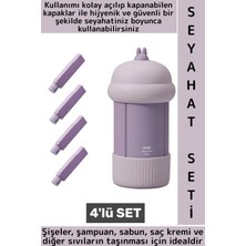 Wintoup Özel Tasarım Sızdırmaz Kapaklı Şampuan Sabun Saç Kremi Hijyenik Kompakt Şık Seyahat Şişesi 4'lü Set