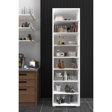 Kzy Mobilya Açık 8 Raflı 180 cm Banyo Dolabı Havlu Dolabı Deterjan Dolabı Banyo Düzenleyici Banyo Rafı Beyaz