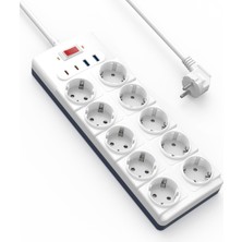 Özbience 20W Çoklu Akıllı Priz, Gan Teknolojili, 14'ü Birlikte, 2m, Beyaz