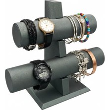 Megass Dekor Imera Deri Kumaş Yeşil Renk Boy 22 cm En 24 cm Tekli T Model Bilezik Sergileme