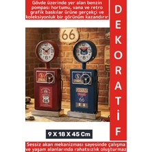 Wintoup Dekoratif Hediyelik Sessiz Mekanizma Retro Benzinlik Tasarımlı Şık Masaüstü Saat 9 x 18 x 45 cm