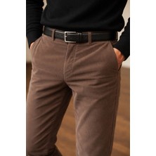 Varetta Erkek Kahverengi Kadife Pantolon Fitilli Klasik Kesim Cepli