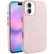 Case 4u Apple iPhone 17  Kılıf M-Safe Şarj Özellikli Pu Deri Görünümlü Kupra Kapak Pembe