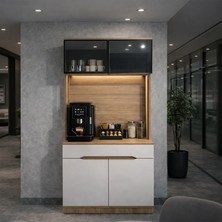 Eymense Modi Kahve Köşesi Mutfak Dolabı 85 cm Genişlik 200 cm Yükseklik Suntalam Malzeme ile Çok Amaçlı