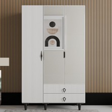 Flances Athena Ayaklı Tasarım Aynalı 3 Kapak Mdf Gardırop