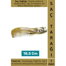 Wintoup Kompakt Çanta Boy Saç Kırılması Elektriklenme Azaltan Doğal Kemik Şık Tavuskuşu Saç Tarağı 18.5 cm