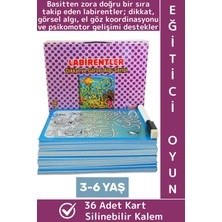 Wintoup Eğitici Çocuk Dikkat Görsel Algı Koordinasyon Psikomotor Silinebilir Kalem Oyun Labirentler 36 Kart